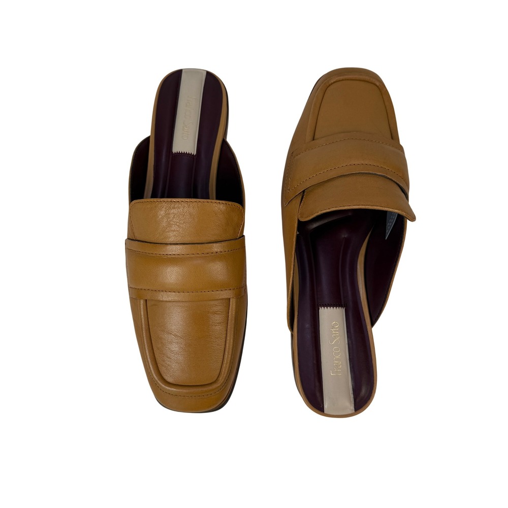 Franco Sarto Franco Duval Mule‎ Loafer Womens 9 Tan Leather Flat Square Toe
